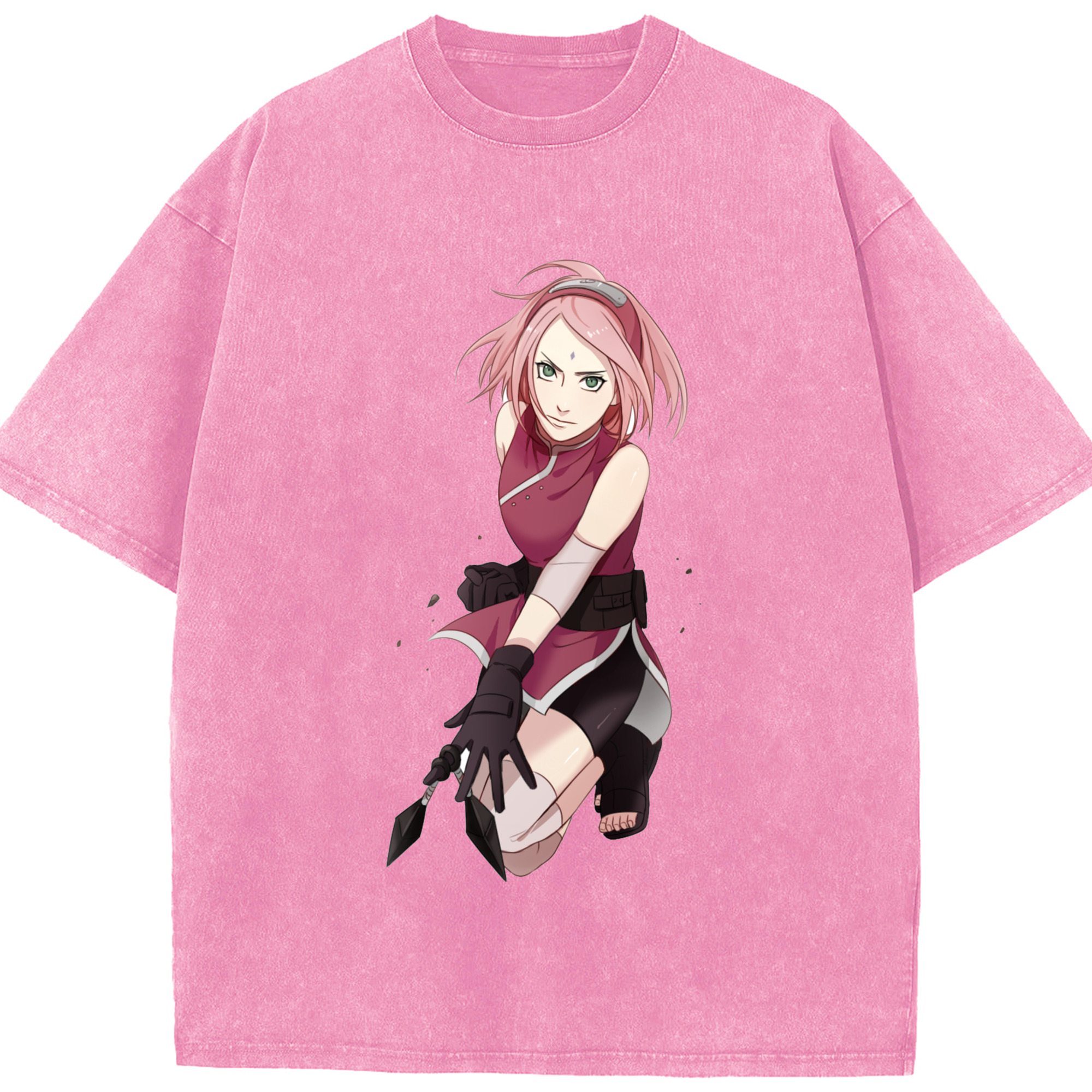 （画像用） NARUTO -ナルト- 春野サクラ Haruno Sakura 綿100% ヴィンテージ風 半袖Tシャツ（フロントプリント）